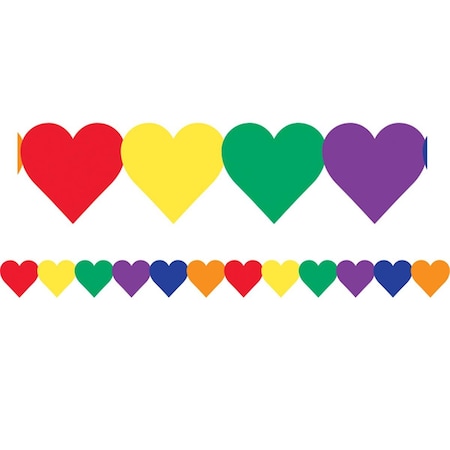 Plushdeluxe Classroom Essentials Multi Color Hearts Border, 6PK PL2957208